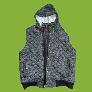 New York Yoki ZIP Front Quilted Vest Heather Gray Lined Men's Size Large